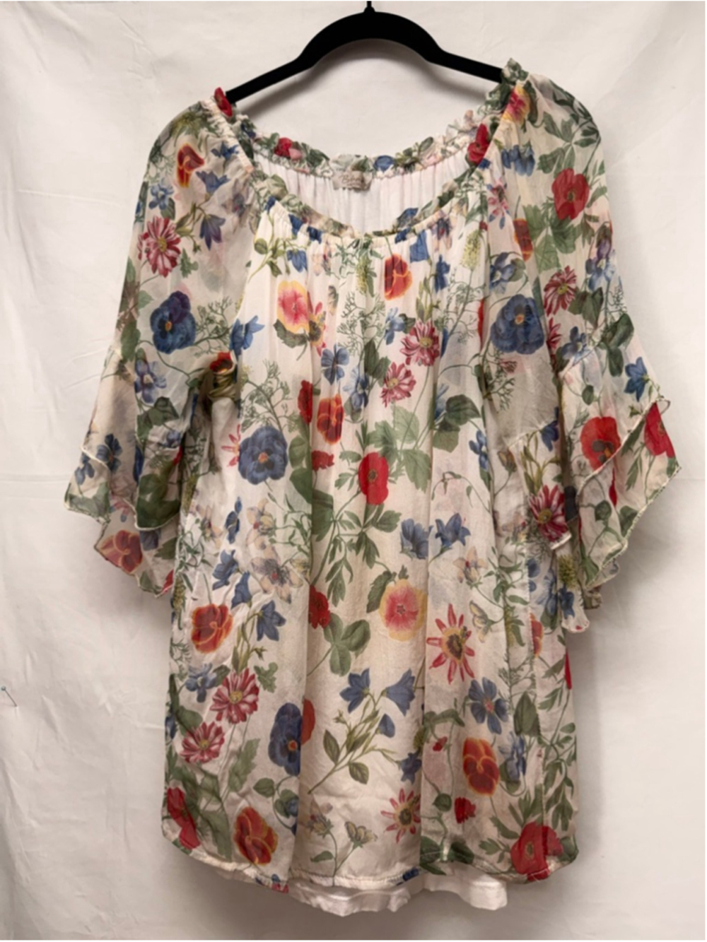 Women's Bellambra White Floral Silk Blouse S